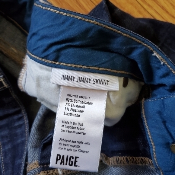 PAIGE JIMMY JIMMY SKINNY JEANS SIZE 25 - Picture 6 of 10